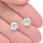 GIA 3.00cts Diamond 14K Gold Brilliant Round Stud Earrings-Dover Jewelry