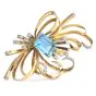 GIA 19.01cts Aquamarine Diamond 18K Gold Ribbon Pin-Dover Jewelry
