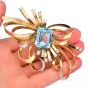 GIA 19.01cts Aquamarine Diamond 18K Gold Ribbon Pin-Dover Jewelry
