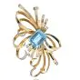 GIA 19.01cts Aquamarine Diamond 18K Gold Ribbon Pin-Dover Jewelry