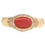 GIA Red Coral Diamond 18K Gold Statement Cuff Bracelet-Dover Jewelry