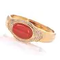 GIA Red Coral Diamond 18K Gold Statement Cuff Bracelet-Dover Jewelry