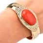 GIA Red Coral Diamond 18K Gold Statement Cuff Bracelet-Dover Jewelry
