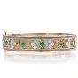 Estate Diamond Emerald 18K Gold Statement Cuff Bracelet-Dover Jewelry