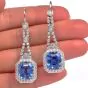 Estate Ceylon Sapphire 25.56cts Diamond 18K Dangle Earrings-Dover Jewelry
