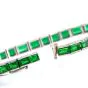 Vintage  Minor oil Emerald Platinum Engraved Line Bracelet 