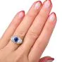Vintage Kashmir Sapphire Diamond Platinum Three Stone Engagement Ring|DoverJewelry|