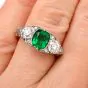 Vintage GIA No Oil Colombian Emerald Diamond Platinum Engagement Ring|Dover Jewelry|