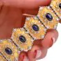 Buccellati 1980s  Gold Diamond Sapphire Hexagon Bracelet