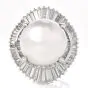 Estate South-Sea Pearl Platinum baguette diamond cocktail Ring