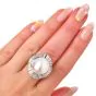 Estate South-Sea Pearl Platinum baguette diamond cocktail Ring