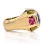 Estate Tanzanite Tourmaline 18K Gold Dome Cushion Edged Statement Ring