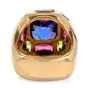 Estate Tanzanite Tourmaline 18K Gold Dome Cushion Edged Statement Ring