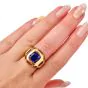 Estate Tanzanite Tourmaline 18K Gold Dome Cushion Edged Statement Ring