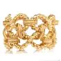 Vintage 1970s Italian 18K Gold Infinity Link Textured Woven Statement Bracelet