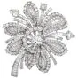 Vintage 24.70cts  Diamond Platinum Floral Flair Brooch Pin  -Dover Jewelry