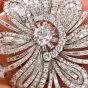 Vintage 24.70cts  Diamond Platinum Floral Flair Brooch Pin  -Dover Jewelry