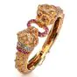 Lalaounis Vintage Greek Revival Ruby Lion Head Gold Bangle Bracelet|Dover Jewelry|