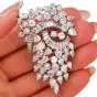 Estate 20.30 Carat Diamond Cluster Platinum Brooch Pin
