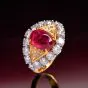 Estate Fancy Diamond 6.45cts Ruby 18K Gold Cabochon Cocktail Ring 