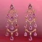 GIA No Heat Pink Sapphire 17cts Diamond 18K Gold Chandelier Earrings