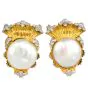 Vintage Buccellati Pearl  18k Gold Stus Clip-On Earrings