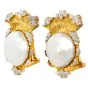 Vintage Buccellati Pearl  18k Gold Stus Clip-On Earrings