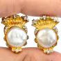 Vintage Buccellati Pearl  18k Gold Stus Clip-On Earrings