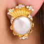 Vintage Buccellati Pearl  18k Gold Stus Clip-On Earrings