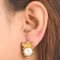 Vintage Buccellati Pearl  18k Gold Stus Clip-On Earrings