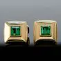 Estate Asscher Cut Tourmaline Yellow Gold Men Cufflinks