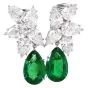 Extraordinary GIA Diamond Emerald Platinum Clip-On Day & Night Earrings