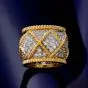 Estate Designer Diamond 18K Gold Elegant Wide Eternity Band Ring 