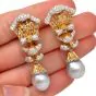 Buccellati Diamond Pearl 18k Gold Drop Earrings