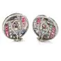 Vintage Retro Diamond Sapphire Ruby Platinum Round Clip Back Earrings 