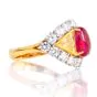 Estate Fancy Diamond 6.18cts Ruby 18K Gold Cabochon Cocktail Ring |Dover Jewelry|