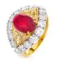 Estate Fancy Diamond 6.18cts Ruby 18K Gold Cabochon Cocktail Ring |Dover Jewelry|
