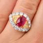 Estate Fancy Diamond 6.18cts Ruby 18K Gold Cabochon Cocktail Ring |Dover Jewelry|