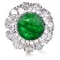 Certified Emerald 21.8cts Diamond Platinum Sugarloaf Floral Cocktail Ring|Dover Jewelry|