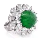 Certified Emerald 21.8cts Diamond Platinum Sugarloaf Floral Cocktail Ring|Dover Jewelry|