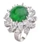 Certified Emerald 21.8cts Diamond Platinum Sugarloaf Floral Cocktail Ring|Dover Jewelry|
