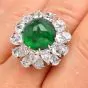 Certified Emerald 21.8cts Diamond Platinum Sugarloaf Floral Cocktail Ring|Dover Jewelry|