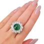 Certified Emerald 21.8cts Diamond Platinum Sugarloaf Floral Cocktail Ring|Dover Jewelry|