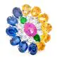 Estate Sapphire 8.70cts Diamond Platinum 18K Gold Floral Cluster Cocktail Ring|Dover Jewelry|
