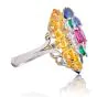 Estate Sapphire 8.70cts Diamond Platinum 18K Gold Floral Cluster Cocktail Ring|Dover Jewelry|