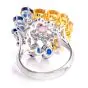 Estate Sapphire 8.70cts Diamond Platinum 18K Gold Floral Cluster Cocktail Ring|Dover Jewelry|