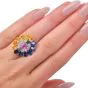 Estate Sapphire 8.70cts Diamond Platinum 18K Gold Floral Cluster Cocktail Ring|Dover Jewelry|