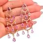 GIA No Heat Pink Sapphire 17cts Diamond 18K Gold Chandelier Earrings|Dover Jewelry|