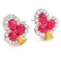 Estate Diamond 18.86cts Ruby 18K Gold Cabochon Floral Statement Earrings|Dover Jewelry|