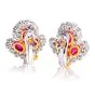 Estate Diamond 18.86cts Ruby 18K Gold Cabochon Floral Statement Earrings|Dover Jewelry|